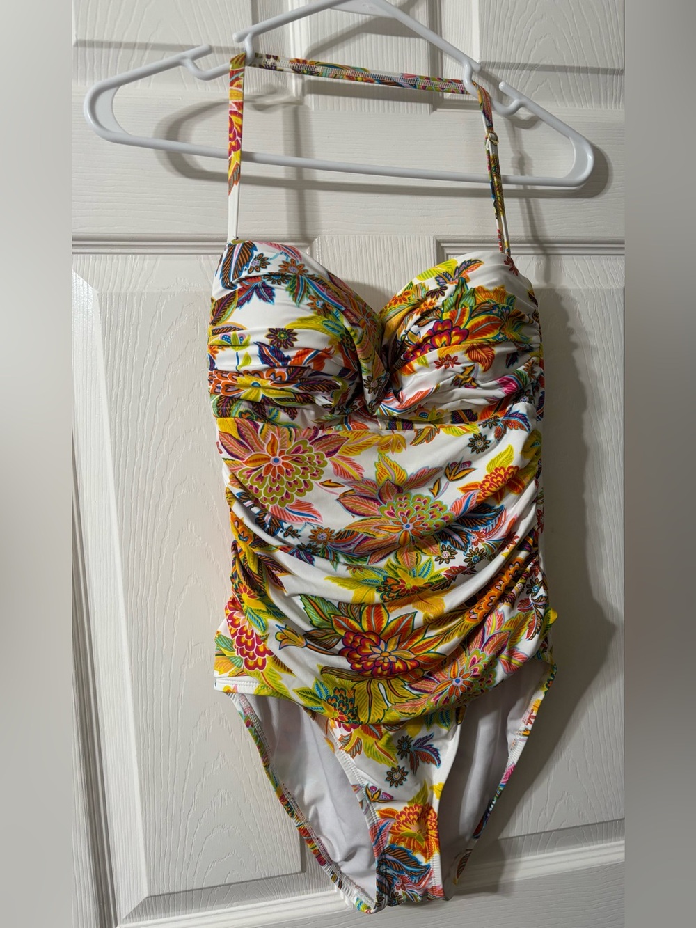 NWOT Bleu Rod Beattie Tropical Floral One Piece Swimwear with Wrap Skirt